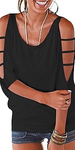 black summer sexy cold shoulder tops