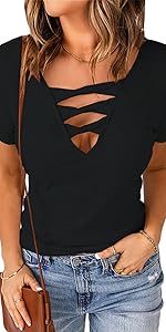 deep v neck tops for women