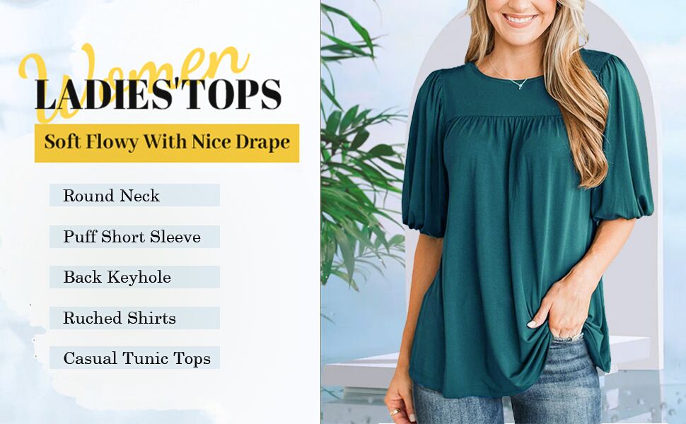 summer tunic tops for women short sleeve