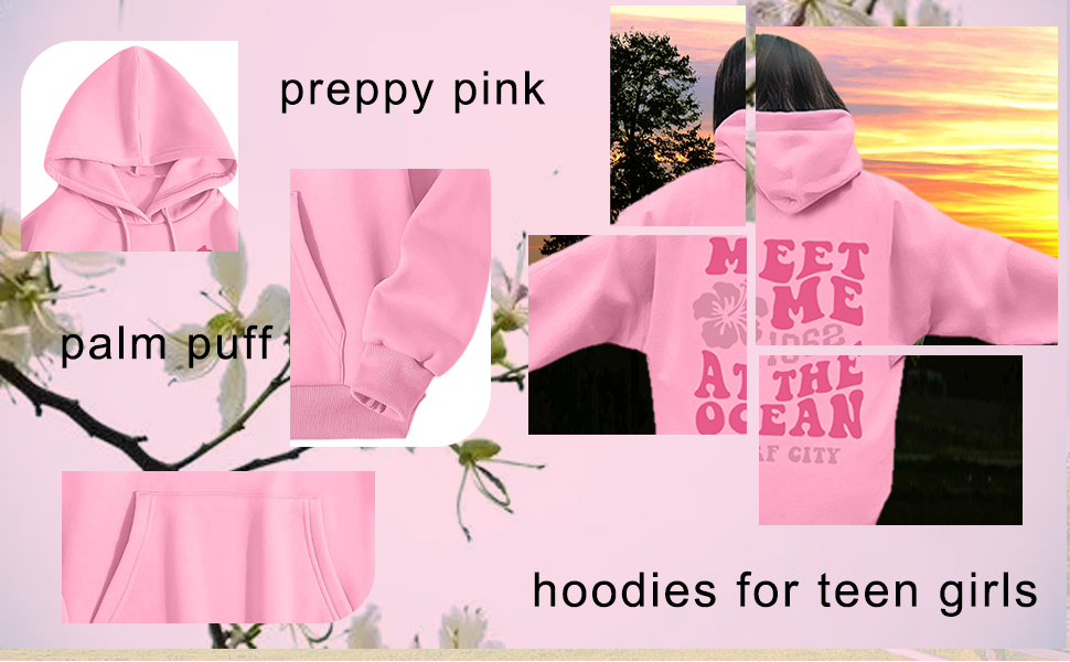 Pink palm puff hoodie