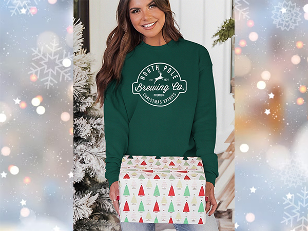 north pole brewing co christmas spirits funny letters print pullover tops