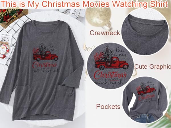 Vintage Christmas Truck Xmas Tree Long Shirt with Pockkets