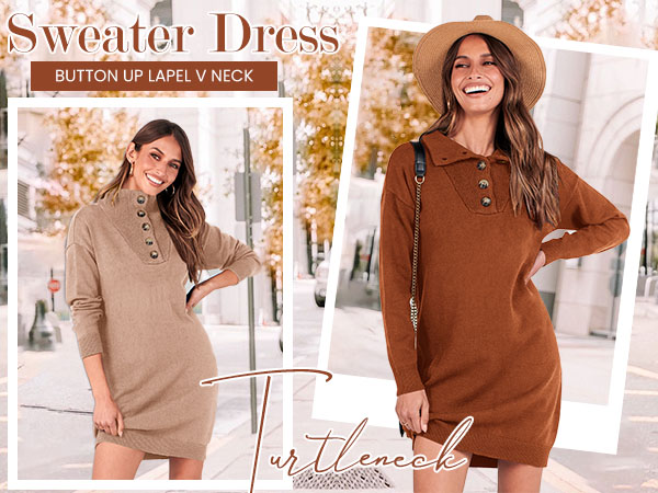 sweater dress winter dress button down turtleneck sweater cozy fall sweater dresses for women trendy