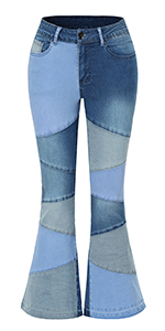 Patchwork flare jeans