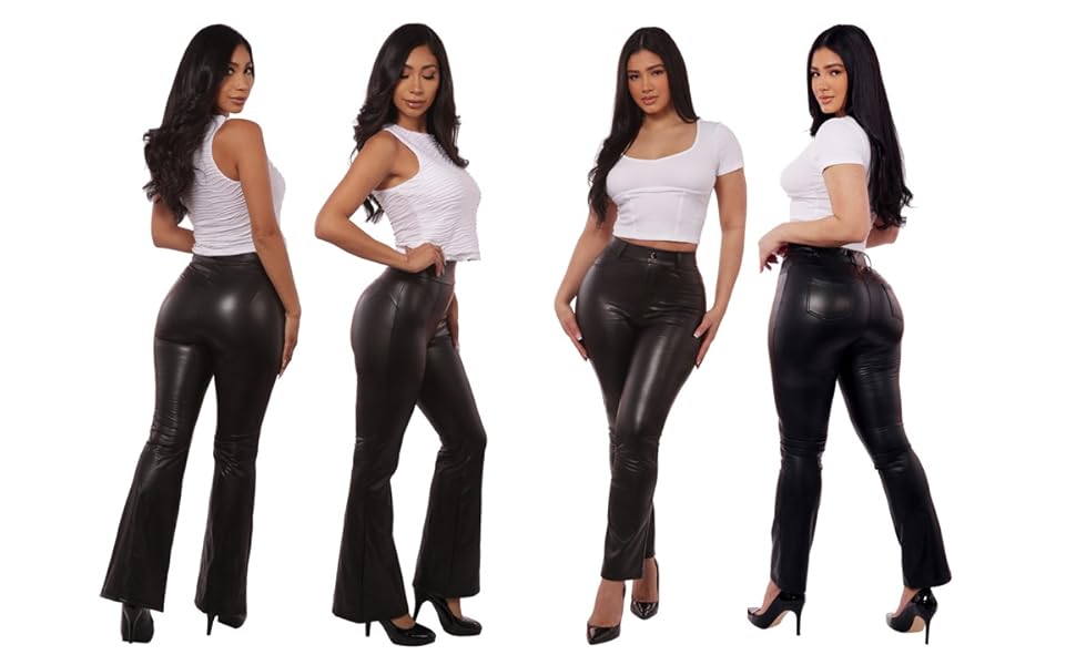 Faux Leather Flare Pants,Flare Pants,Leather Pants,Sexy Flare Pants,Faux Leather Leggings,Butt Lift