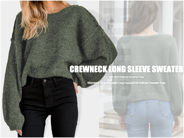 women crewneck crop sweater