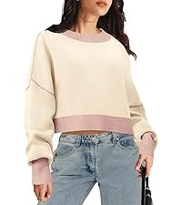 Crewneck Cropped Color Block Sweater