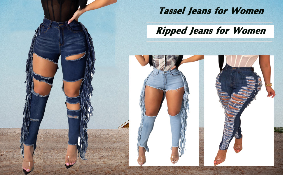 tassel jeans for women