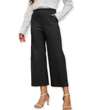 Women''s Wide Leg Capri Pants Work Cropped Pants Casual Summer Capris High Waisted Crop Palazzo