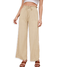 Women''s Linen Pants Wide Leg Palazzo Pants Trousers Casual Flowy Pants Summer Beach Pants