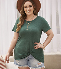 twist knotted plus size tops for women