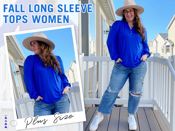 Royal Blue Long Sleeve Shirts for women