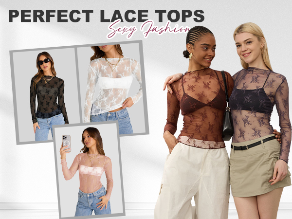 mesh sheer lace top