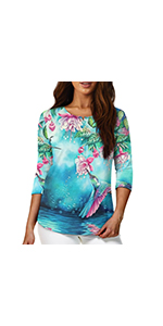 hummingbird floral women tunic top