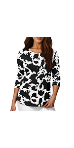 cow print women tunic top