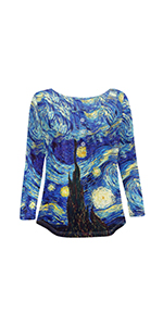 van gogh starry night shirt for women 