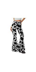 cow print women flare legging