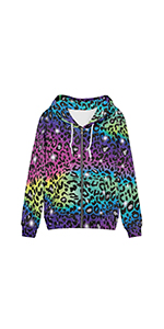 leopard women zip up hoodies