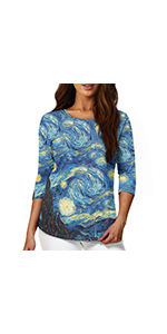 van gogh starry night women tunic top