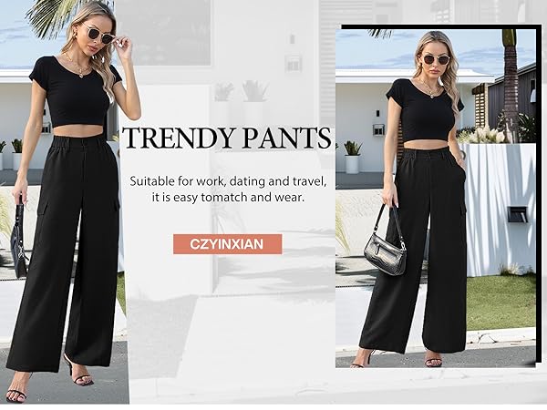 women casual wide leg pants