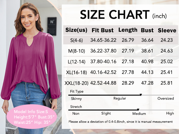 puff long sleeve tops size