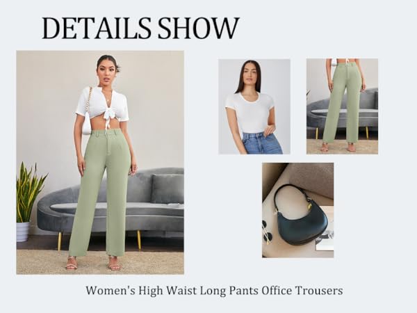 High Waist Solid Long Pants Office Trousers