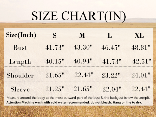 Womens sweaters cardigan size chart