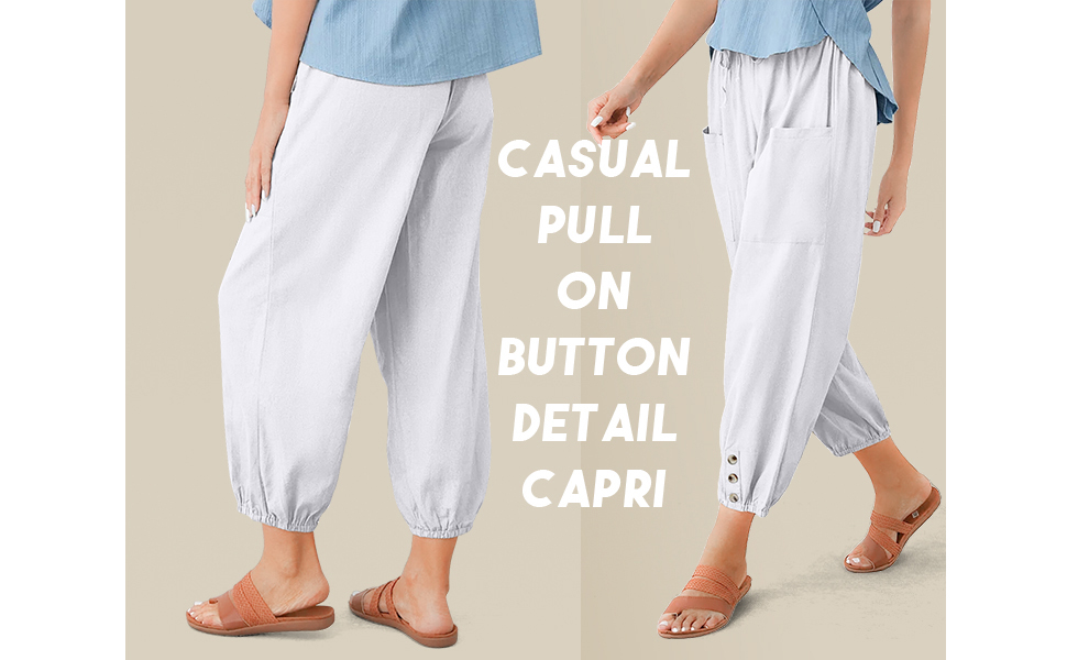 Casual Pull on button detail capri