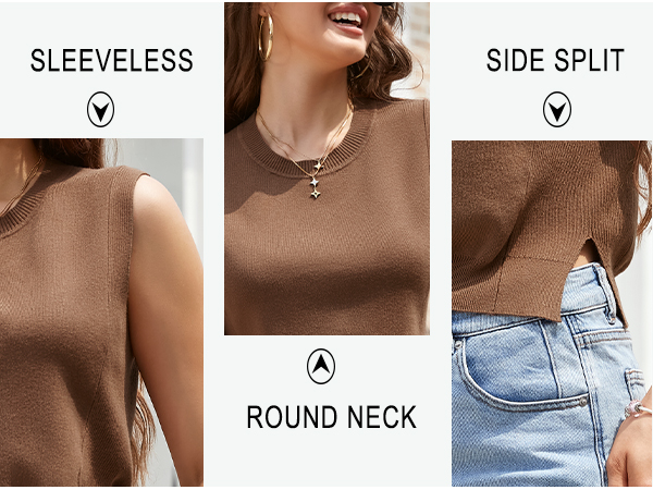 women''s round neck knit vest