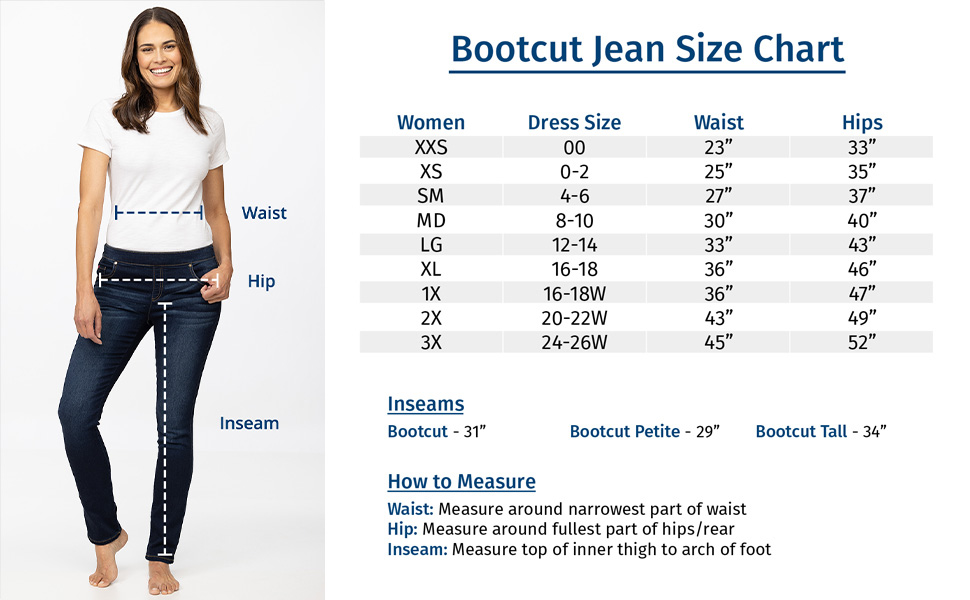 2022 pajamajeans bootcut size chart 