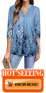 women tunics for leggings v neck flowy floral printed blouses 3 4 sleeve shirts