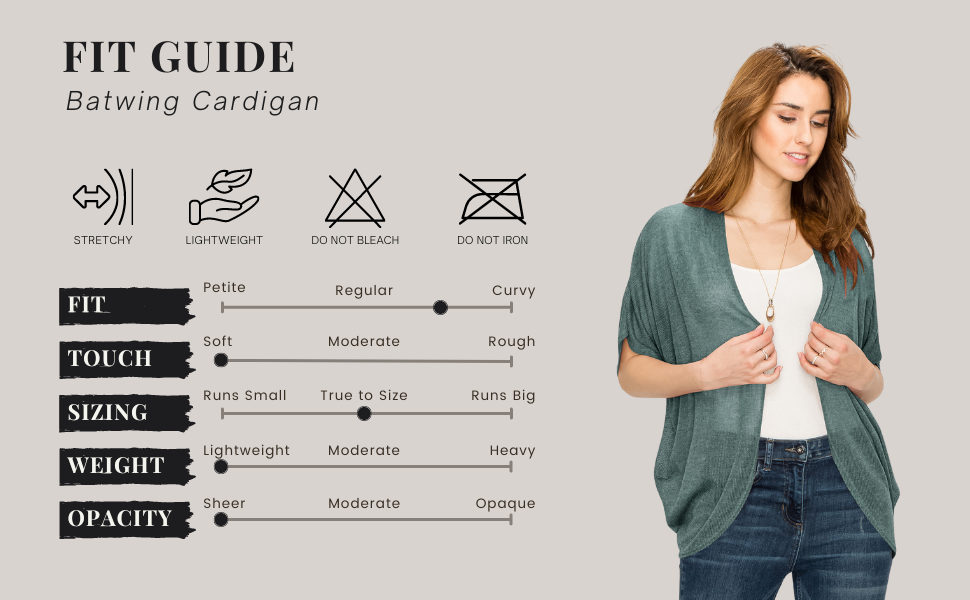 BATWING CARDIGAN FIT GUIDE SOFT TRUE TO SIZE LIGHTWEIGHT SHEER OPACITY