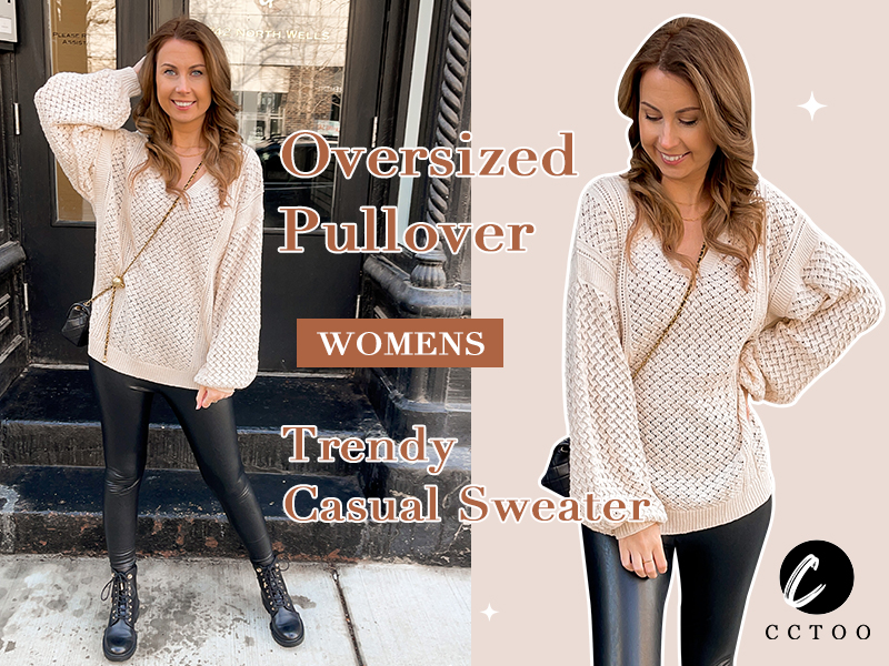 Women Sweaters Casual Oversized V Neck Off Shoulder Sexy Crochet Sweater Batwing Sleeve Pullover