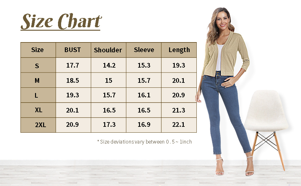 cardigan size chart