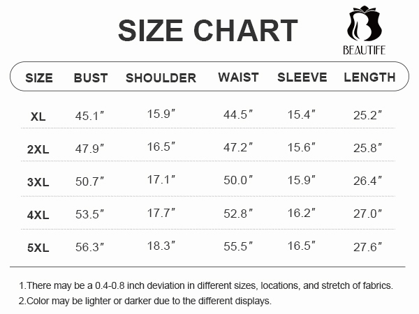 blouse top size chart