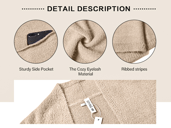 Women&#39;s 2022 Casual Open Front Knit Cardigans Long Sleeve Plush Sweater Coat with Pockets