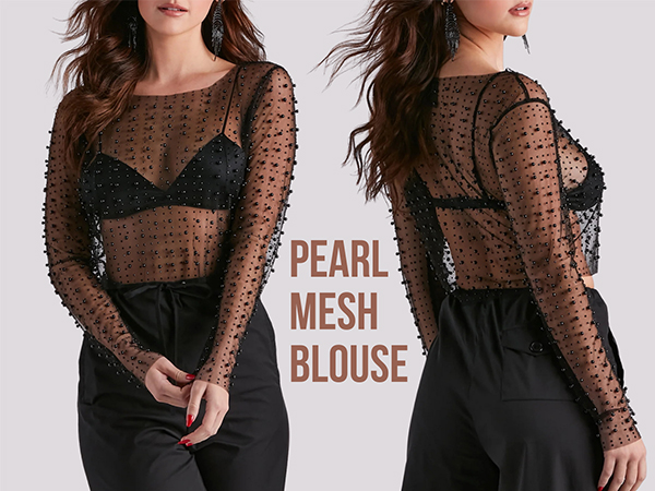 pearl mesh blouse