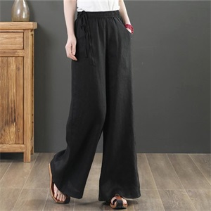 black drawsting pants elastic waist pants for women