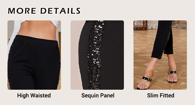 Elegant High Elastic Waist Sequins Pants