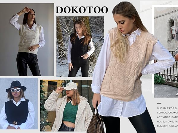 DOKOTOO SWEATER VEST FOR WOMEN FASHION