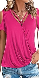 summer tops for women wrap v neck