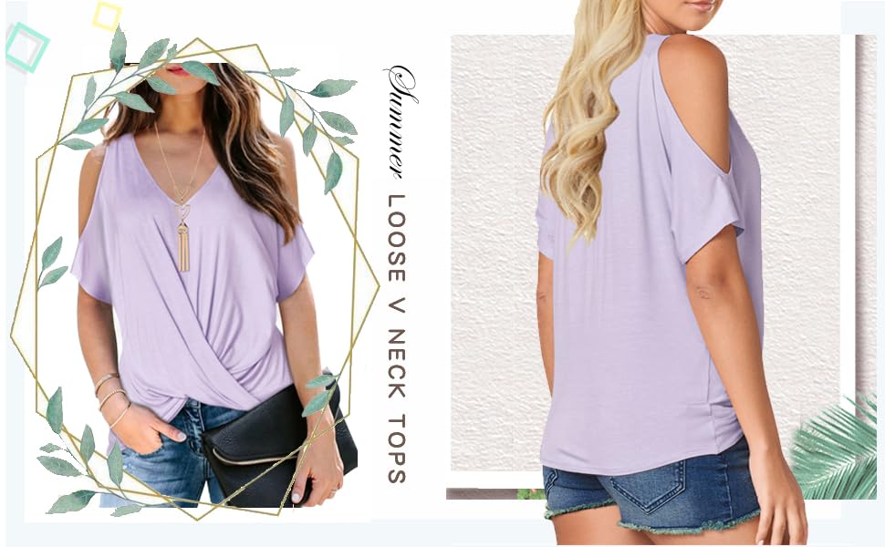 v neck t shirts women knot front