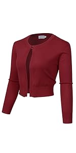 women cropped cardigan burgundy shrug sweater open front