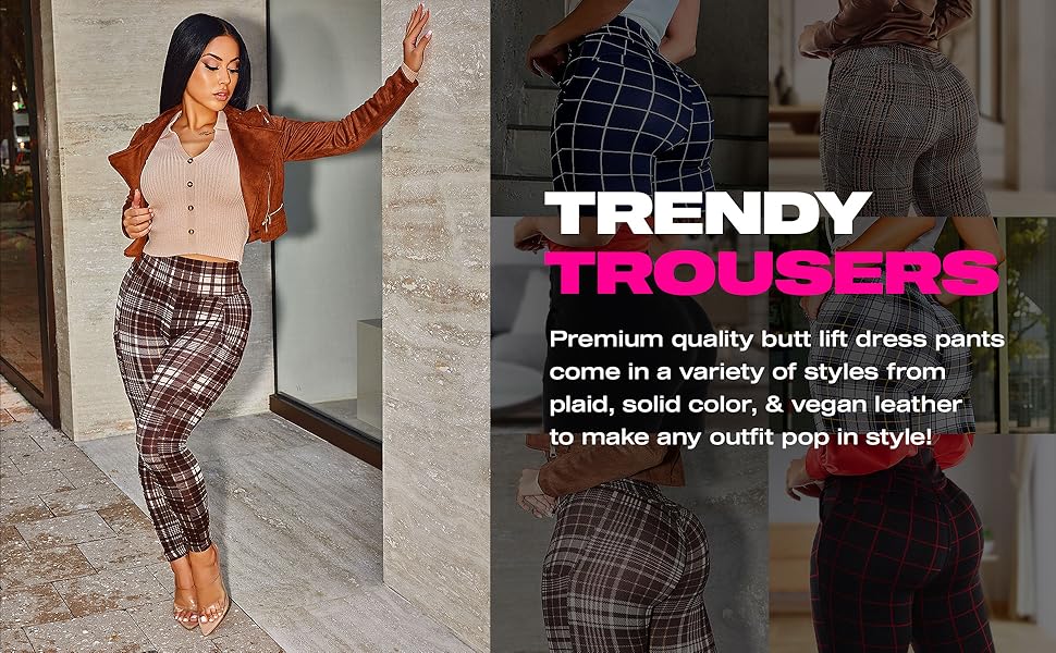 trendy trousers and skinny pants with high waist and butt lifting stitching in prints and colors