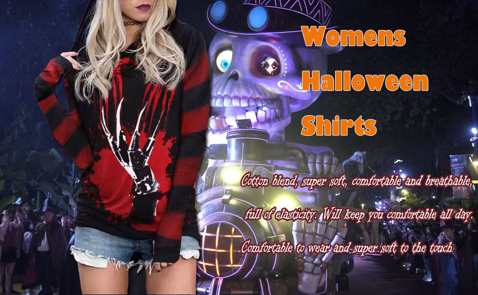 freddy krueger costume women halloween shirts