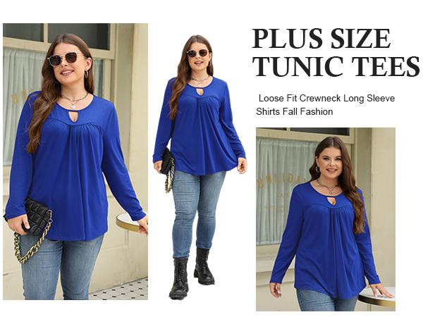 Plus Size Long Sleeve Tunic Tops