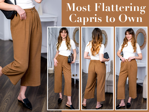 wide leg capri pants for women PAGGABDDD