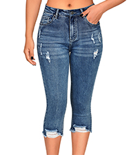 Raw Hem Capri Jeans