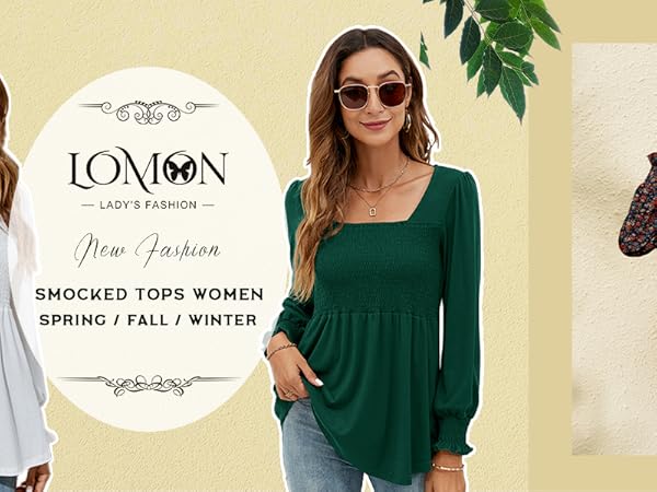 Puff sleeve smocked tops women