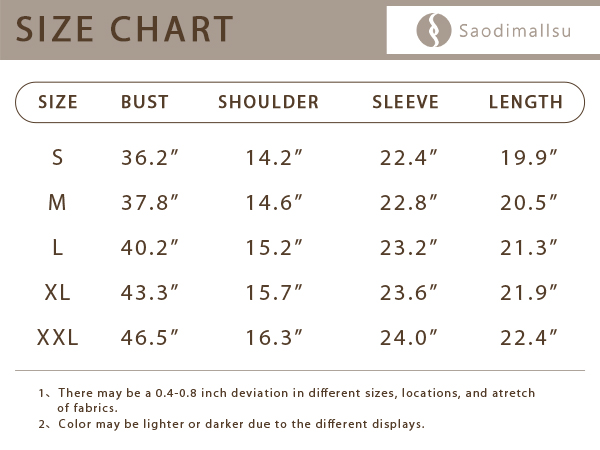 Casual Sweater Size Chart